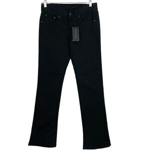 Ralph Lauren Black Bootcut Jeans Sz 26 (Actual Waist 30") Low Rise Gold Plaque